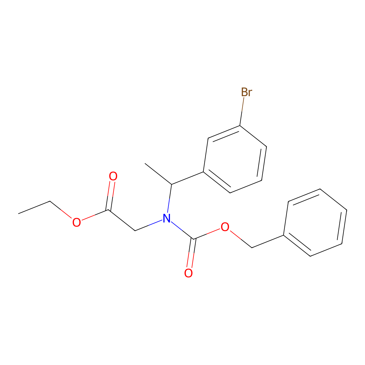 Ethyl 2-{[(benzyloxy)carbonyl][1-(3-bromophenyl)ethyl]amino}acetate molecular structure, CAS 2680898-32-0