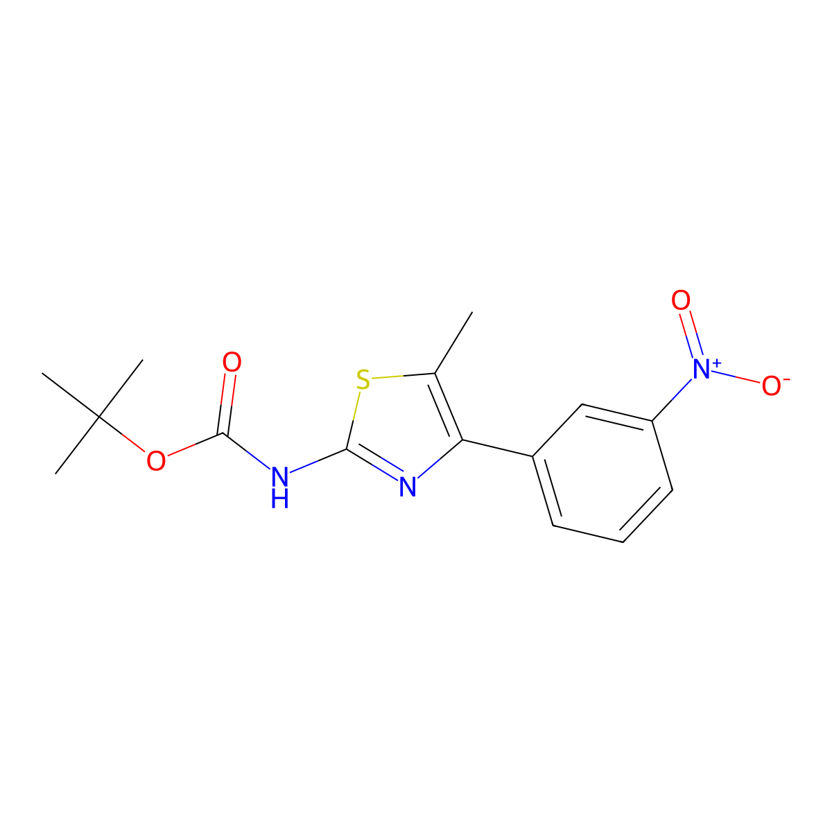 tert-butyl N-[5-methyl-4-(3-nitrophenyl)-1,3-thiazol-2-yl]carbamate molecular structure, CAS 2680898-33-1