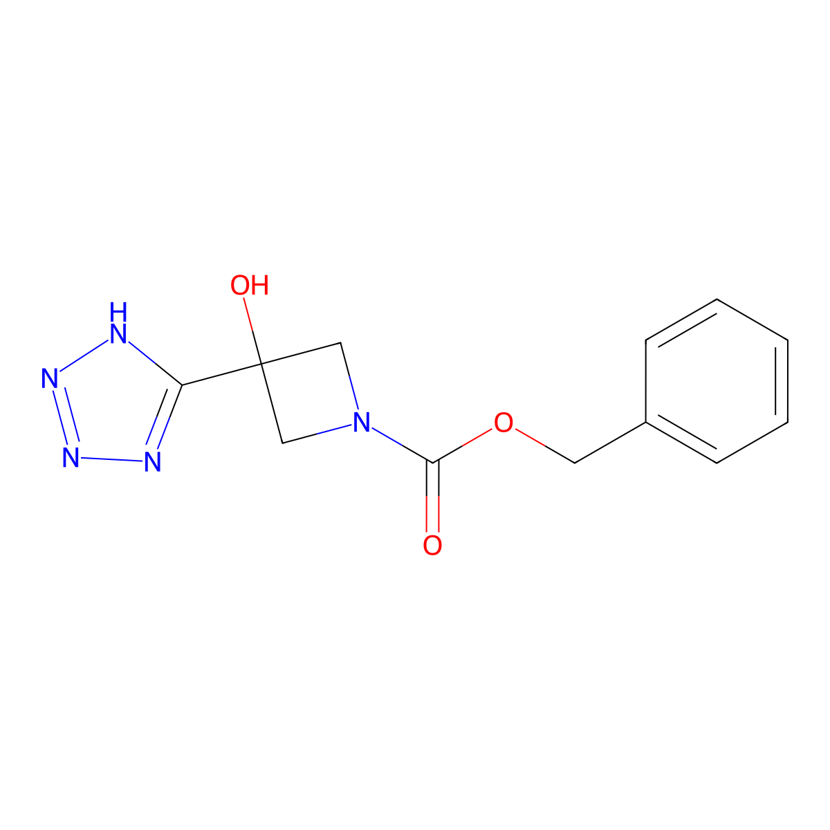 benzyl 3-hydroxy-3-(1H-1,2,3,4-tetrazol-5-yl)azetidine-1-carboxylate molecular structure, CAS 2680898-35-3