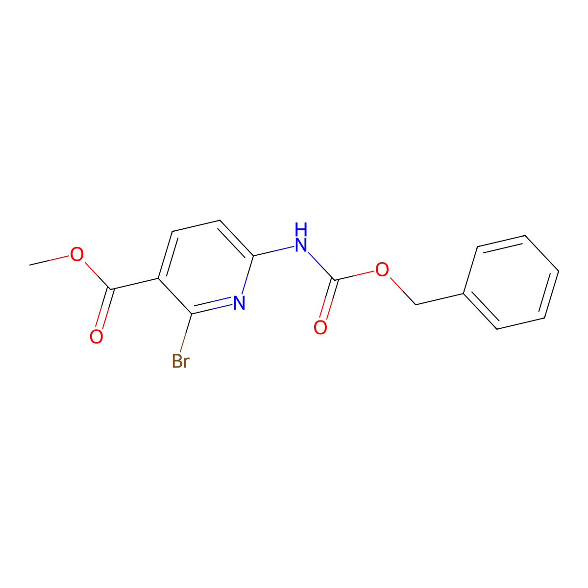Methyl 6-{[(benzyloxy)carbonyl]amino}-2-bromopyridine-3-carboxylate molecular structure, CAS 2680898-38-6