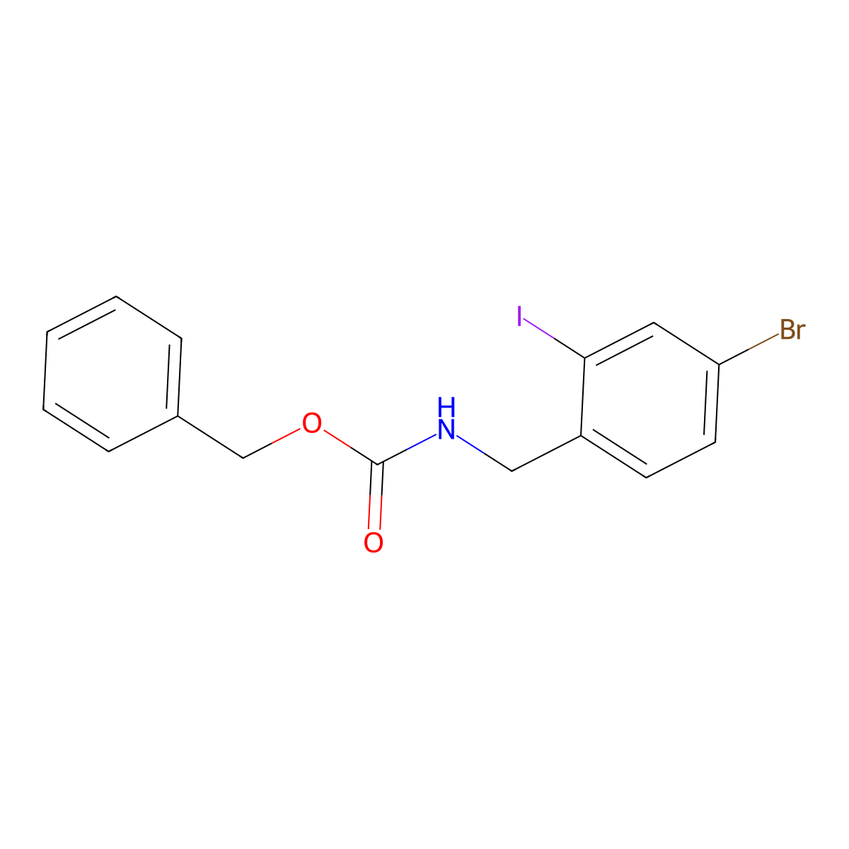 benzyl N-[(4-bromo-2-iodophenyl)methyl]carbamate molecular structure, CAS 2680898-39-7