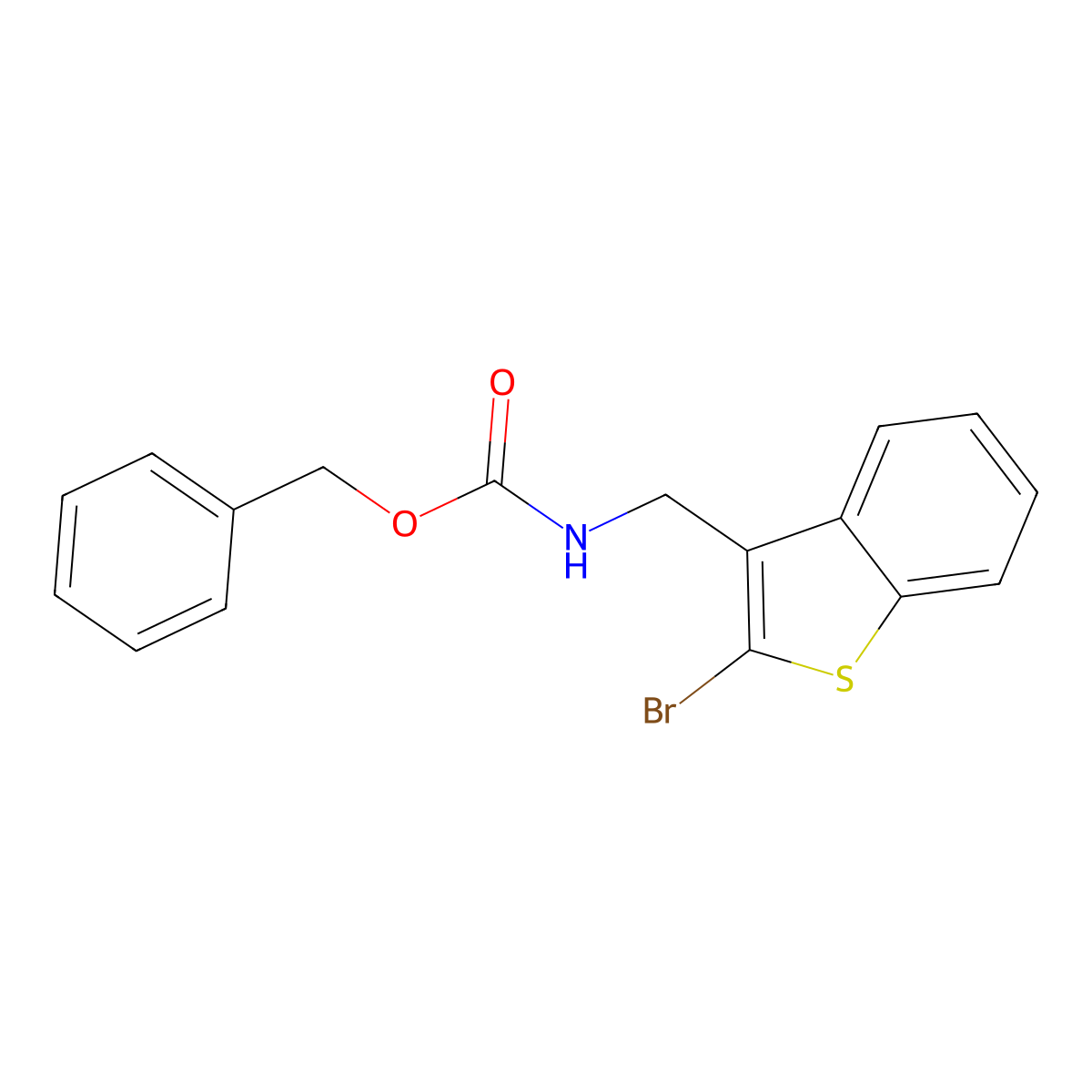 benzyl N-[(2-bromo-1-benzothiophen-3-yl)methyl]carbamate molecular structure, CAS 2680898-41-1
