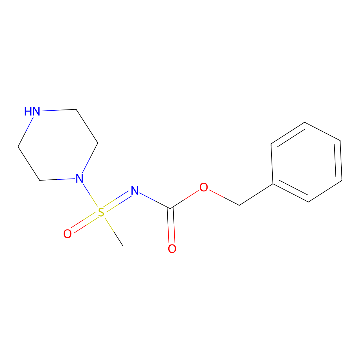 benzyl N-[methyl(oxo)(piperazin-1-yl)-lambda6-sulfanylidene]carbamate molecular structure, CAS 2680898-47-7