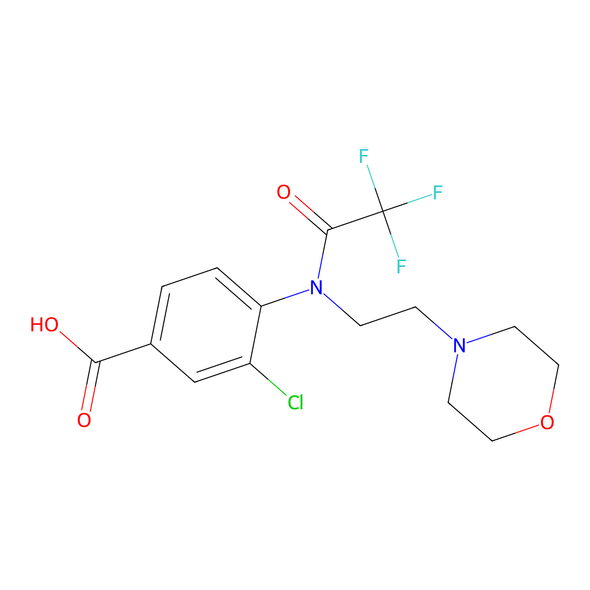 3-chloro-4-{2,2,2-trifluoro-N-[2-(morpholin-4-yl)ethyl]acetamido}benzoic acid molecular structure, CAS 2680898-49-9