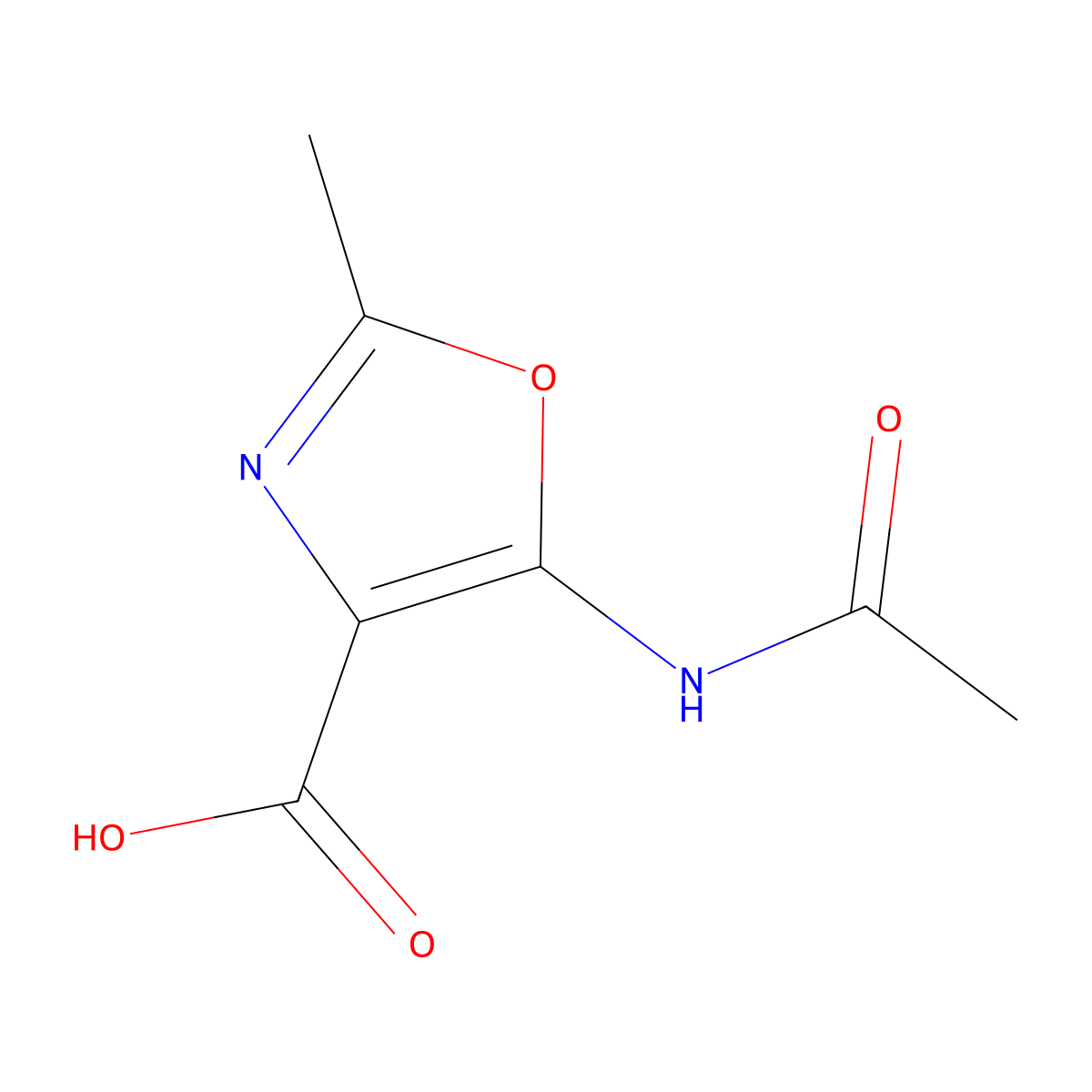 5-Acetamido-2-methyl-1,3-oxazole-4-carboxylic acid molecular structure, CAS 2680898-55-7