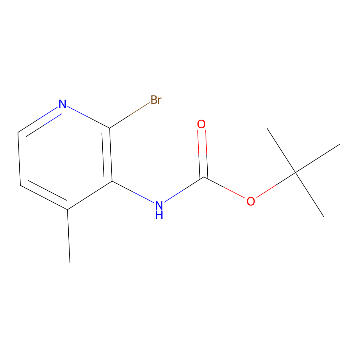 tert-butyl N-(2-bromo-4-methylpyridin-3-yl)carbamate molecular structure, CAS 2680898-74-0
