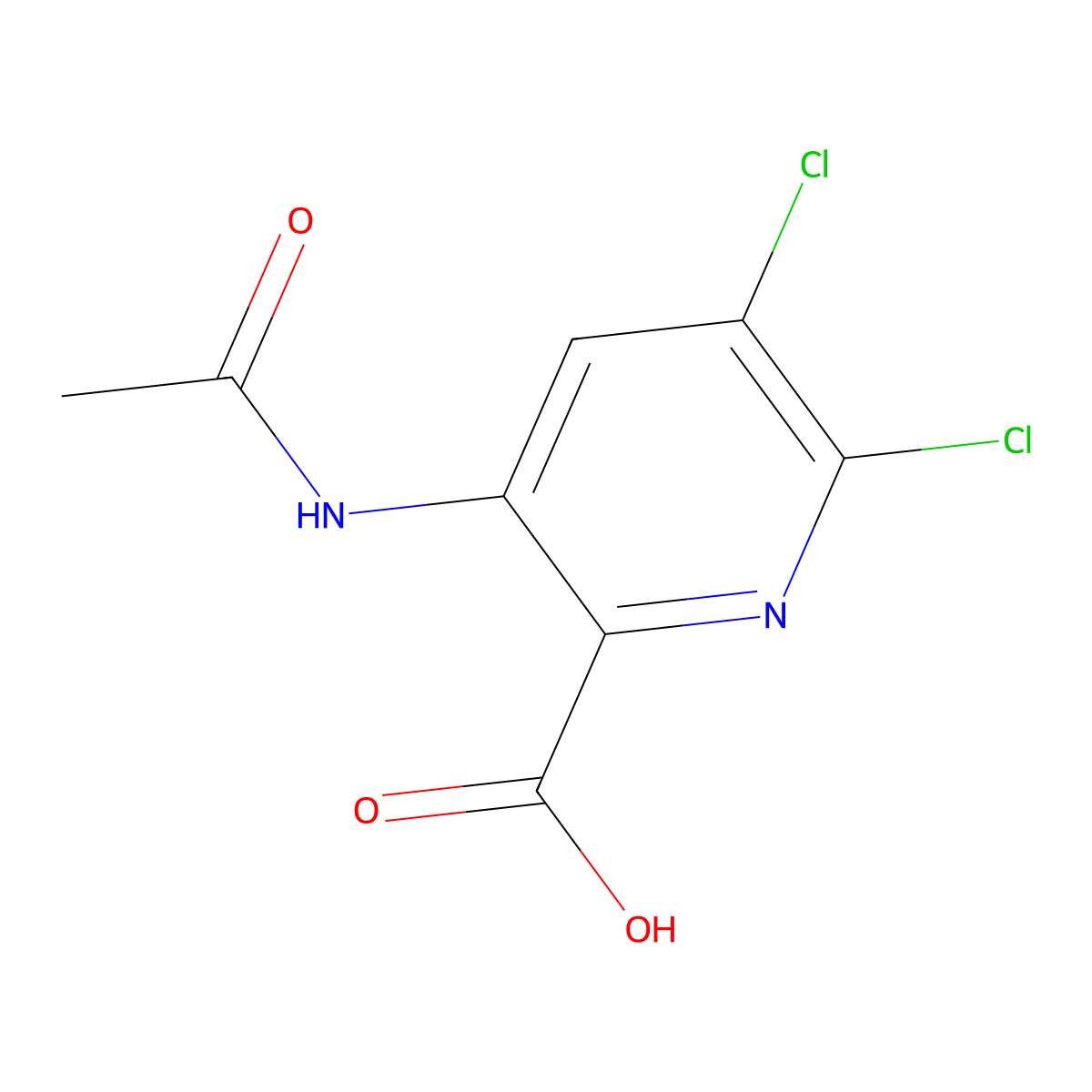 5,6-Dichloro-3-acetamidopyridine-2-carboxylic acid molecular structure, CAS 2680898-78-4