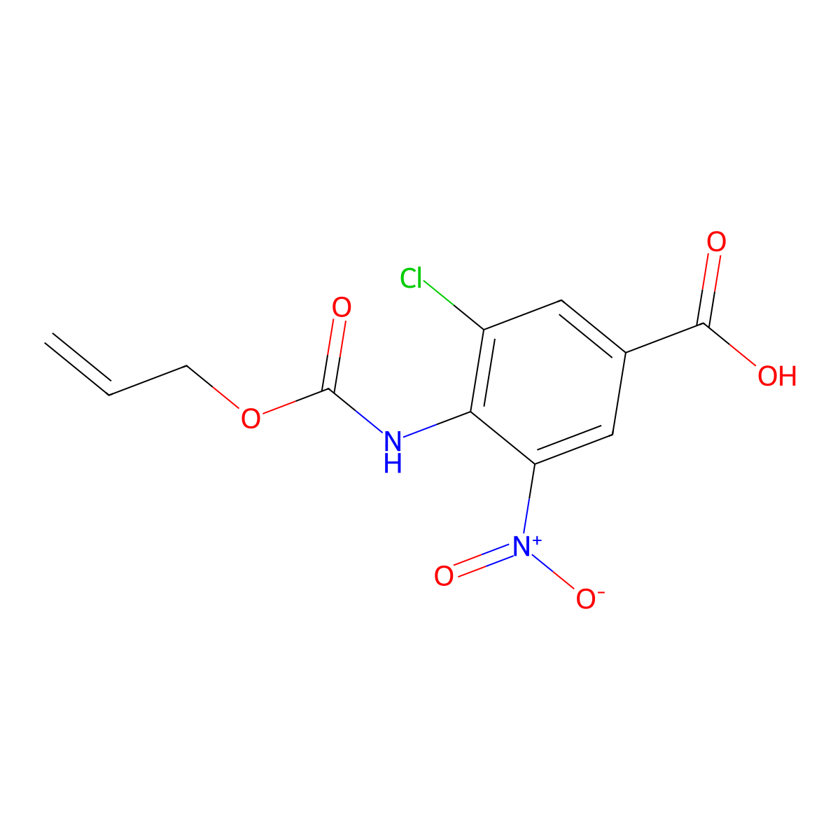 3-Chloro-5-nitro-4-{[(prop-2-en-1-yloxy)carbonyl]amino}benzoic acid molecular structure, CAS 2680898-79-5