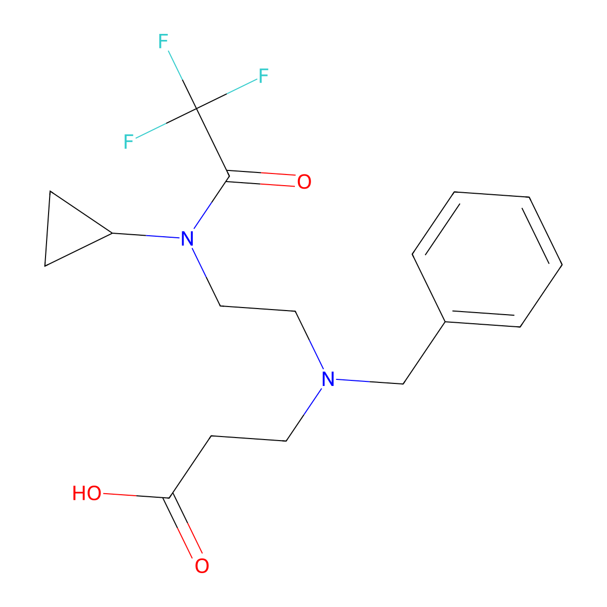 3-{benzyl[2-(N-cyclopropyl-2,2,2-trifluoroacetamido)ethyl]amino}propanoic acid molecular structure, CAS 2680898-82-0