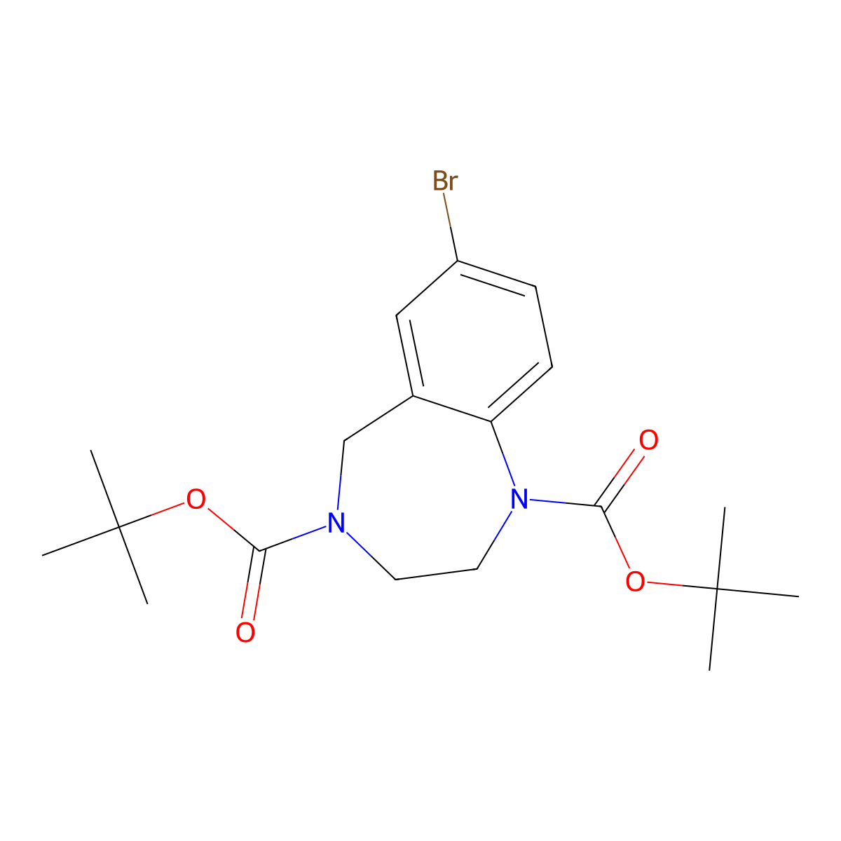 1,4-di-tert-butyl 7-bromo-2,3,4,5-tetrahydro-1H-1,4-benzodiazepine-1,4-dicarboxylate molecular structure, CAS 2680898-87-5
