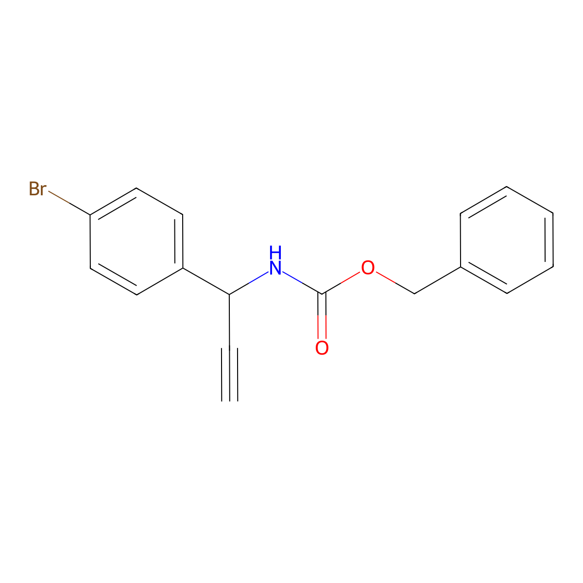 benzyl N-[1-(4-bromophenyl)prop-2-yn-1-yl]carbamate molecular structure, CAS 2680898-97-7