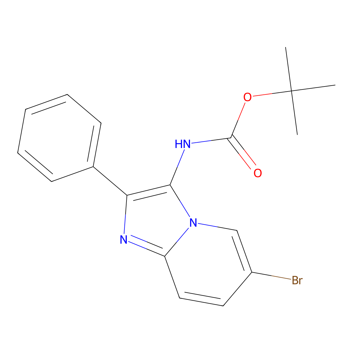 tert-butyl N-{6-bromo-2-phenylimidazo[1,2-a]pyridin-3-yl}carbamate molecular structure, CAS 2680899-10-7