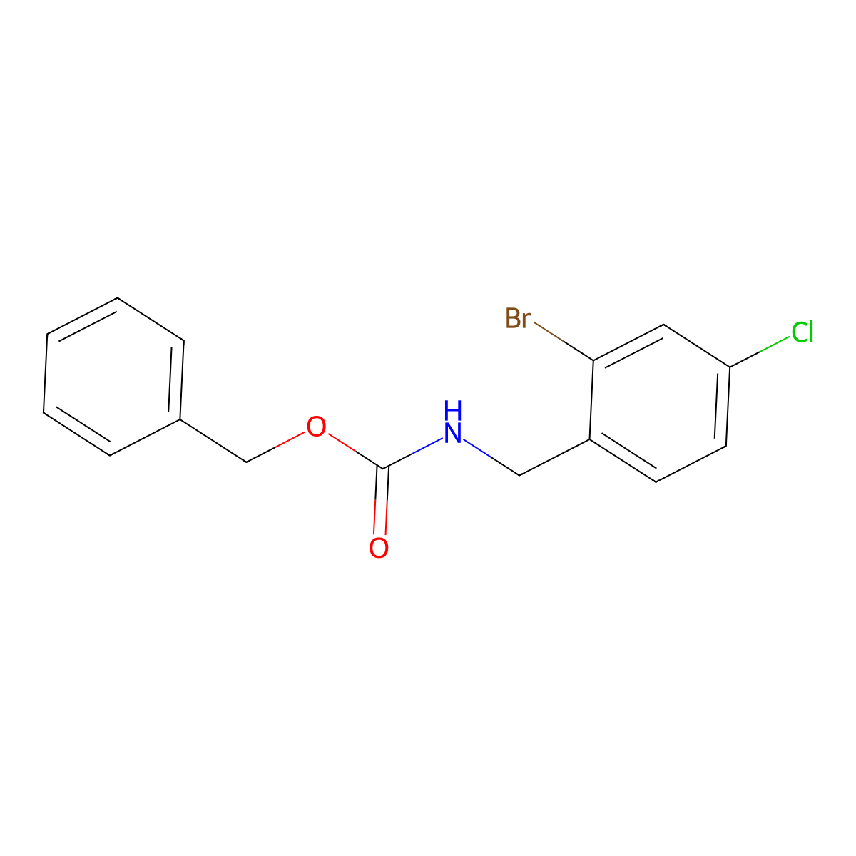 benzyl N-[(2-bromo-4-chlorophenyl)methyl]carbamate molecular structure, CAS 2680899-12-9