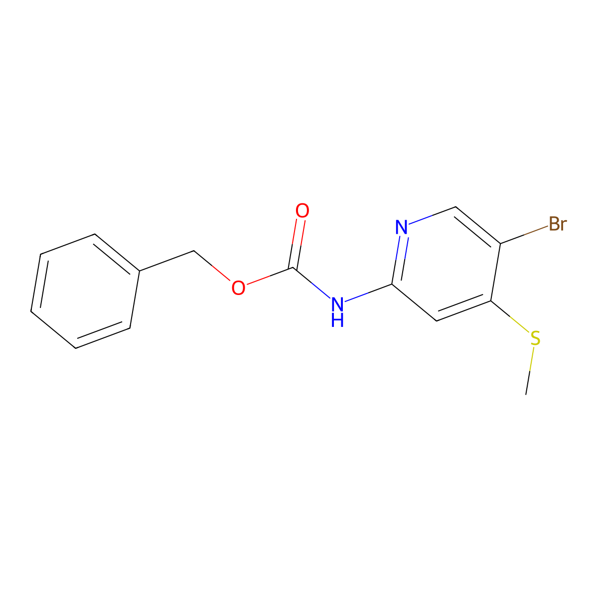 benzyl N-[5-bromo-4-(methylsulfanyl)pyridin-2-yl]carbamate molecular structure, CAS 2680899-13-0
