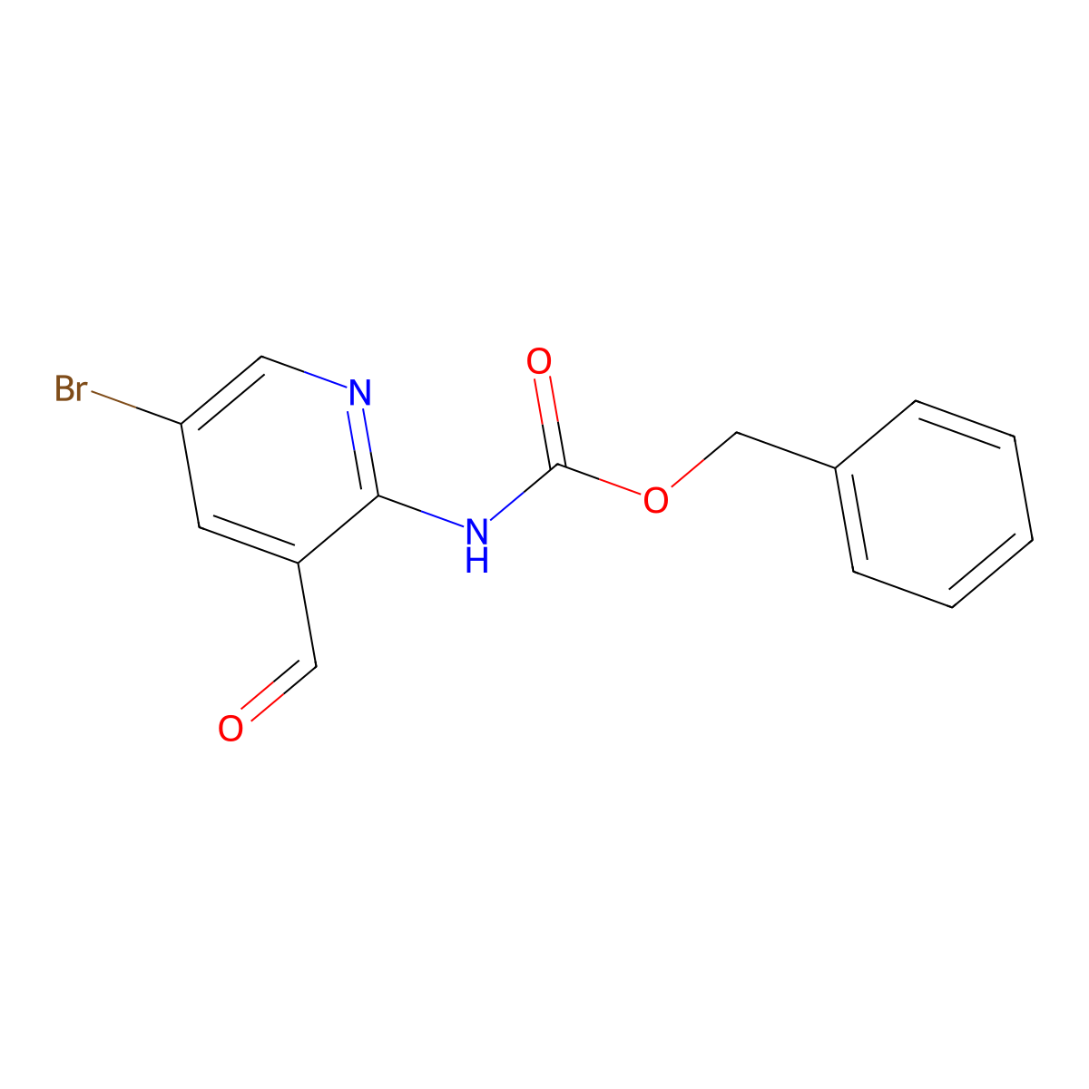 benzyl N-(5-bromo-3-formylpyridin-2-yl)carbamate molecular structure, CAS 2680899-28-7