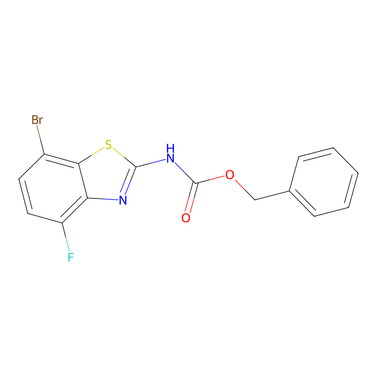 benzyl N-(7-bromo-4-fluoro-1,3-benzothiazol-2-yl)carbamate molecular structure, CAS 2680899-32-3