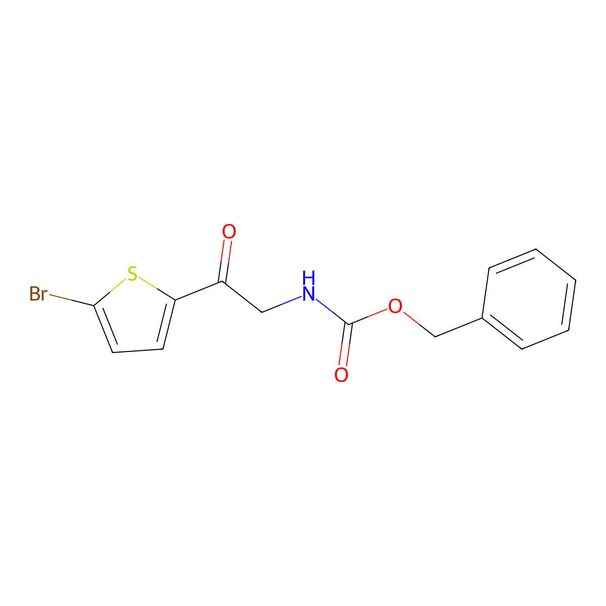 benzyl N-[2-(5-bromothiophen-2-yl)-2-oxoethyl]carbamate molecular structure, CAS 2680899-36-7