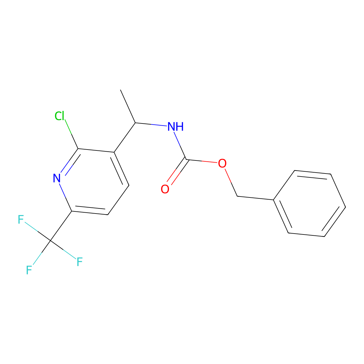 benzyl N-{1-[2-chloro-6-(trifluoromethyl)pyridin-3-yl]ethyl}carbamate molecular structure, CAS 2680899-41-4