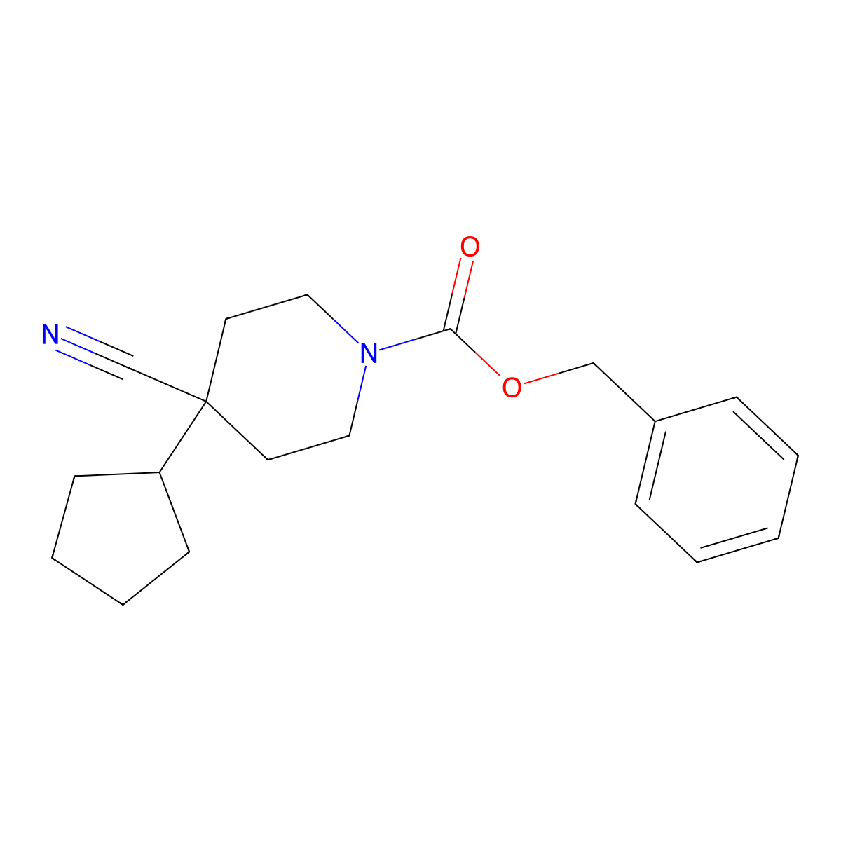 Benzyl 4-cyano-4-cyclopentylpiperidine-1-carboxylate molecular structure, CAS 2680899-49-2