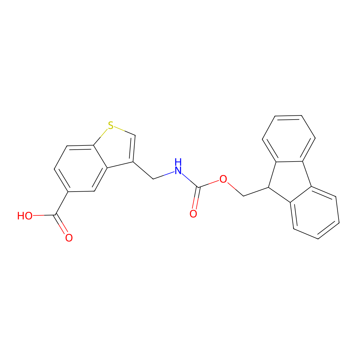 3-[({[(9H-fluoren-9-yl)methoxy]carbonyl}amino)methyl]-1-benzothiophene-5-carboxylic acid molecular structure, CAS 2680899-59-4