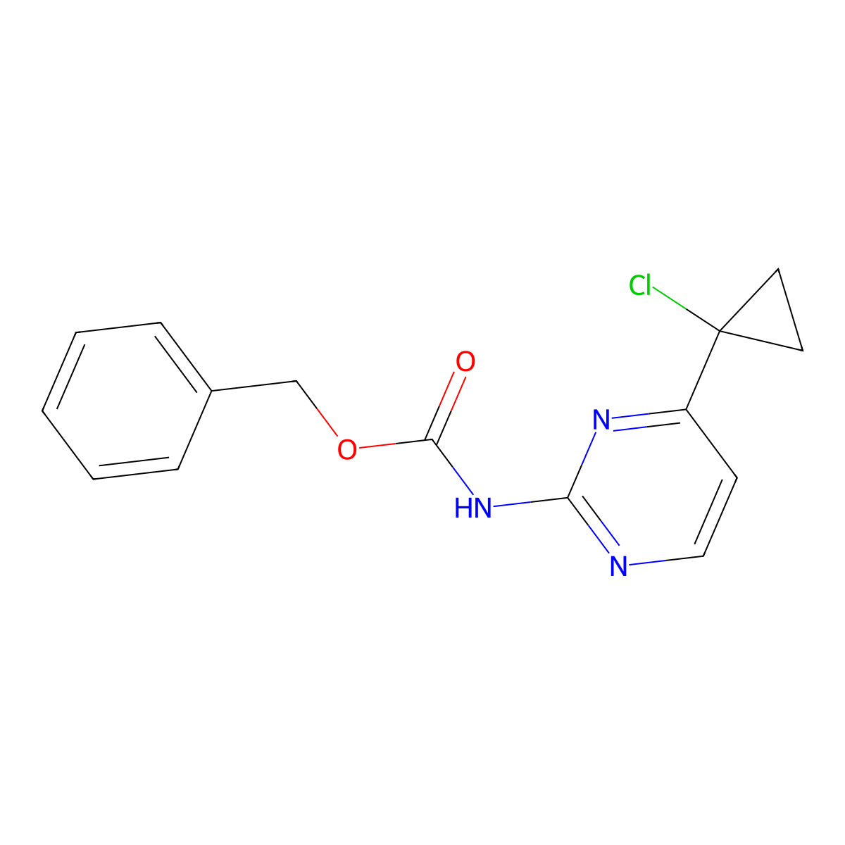 benzyl N-[4-(1-chlorocyclopropyl)pyrimidin-2-yl]carbamate molecular structure, CAS 2680899-60-7