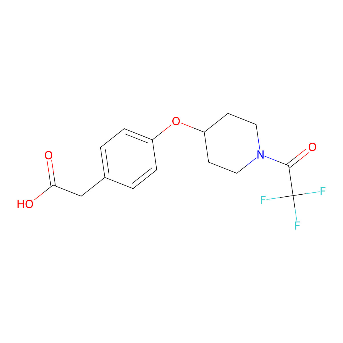 2-(4-{[1-(2,2,2-Trifluoroacetyl)piperidin-4-yl]oxy}phenyl)acetic acid molecular structure, CAS 2680899-62-9