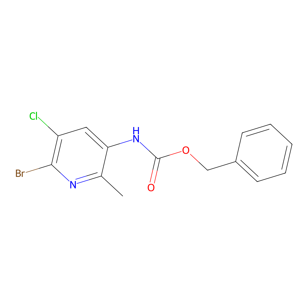 benzyl N-(6-bromo-5-chloro-2-methylpyridin-3-yl)carbamate molecular structure, CAS 2680899-67-4