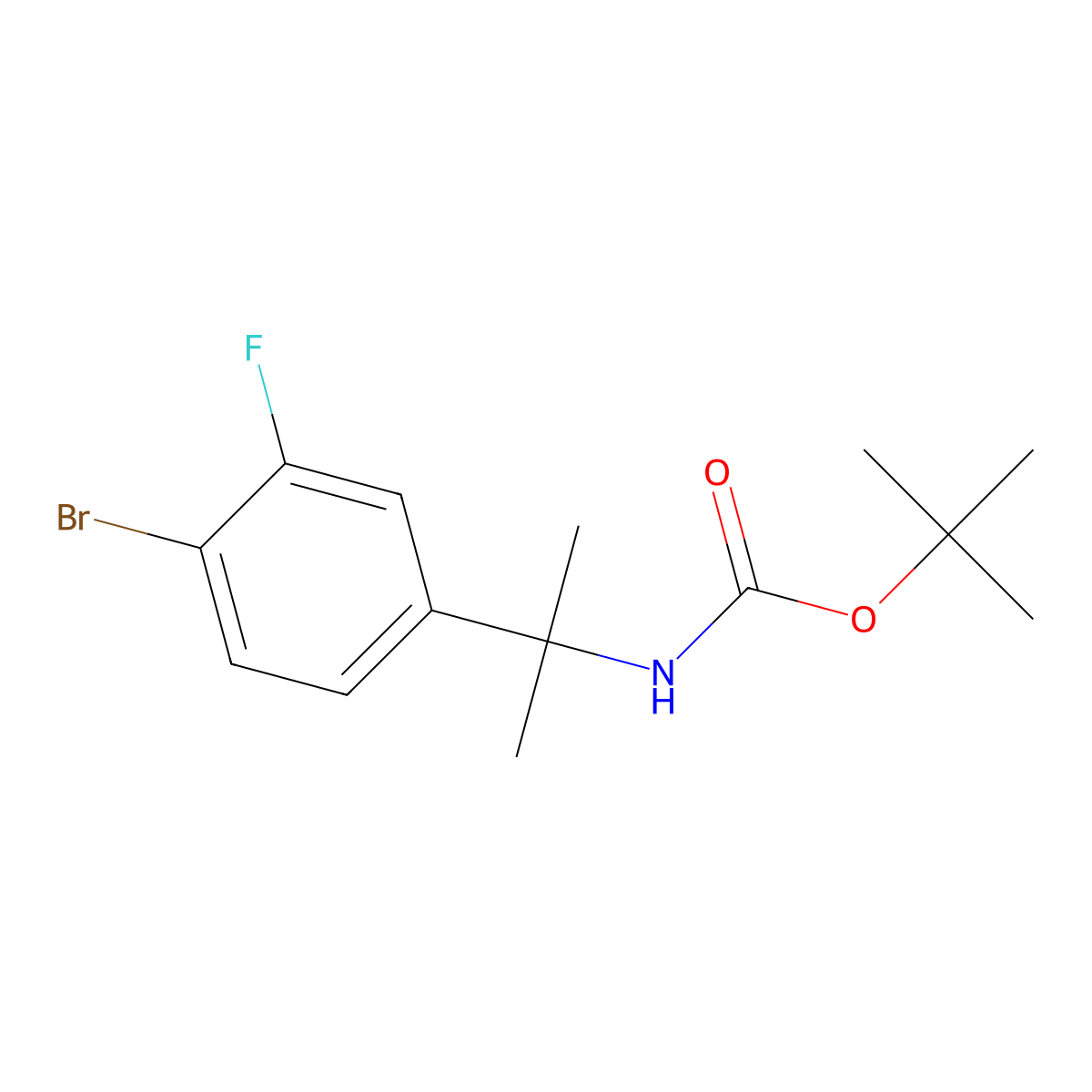 tert-butyl N-[2-(4-bromo-3-fluorophenyl)propan-2-yl]carbamate molecular structure, CAS 2680899-69-6