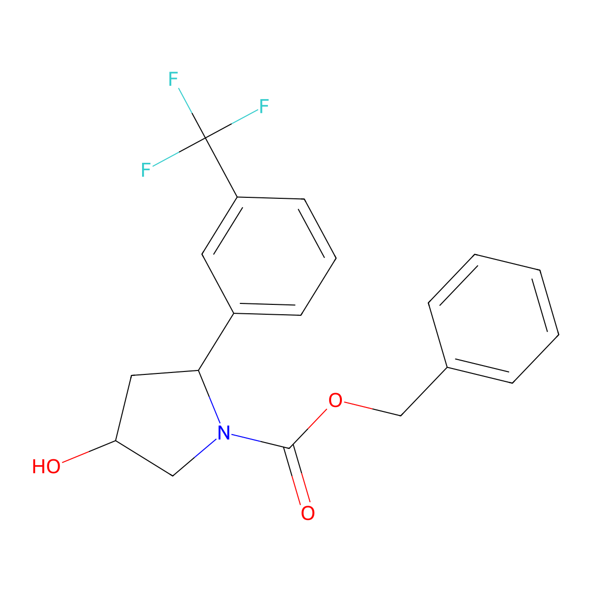 Benzyl 4-hydroxy-2-[3-(trifluoromethyl)phenyl]pyrrolidine-1-carboxylate molecular structure, CAS 2680899-70-9