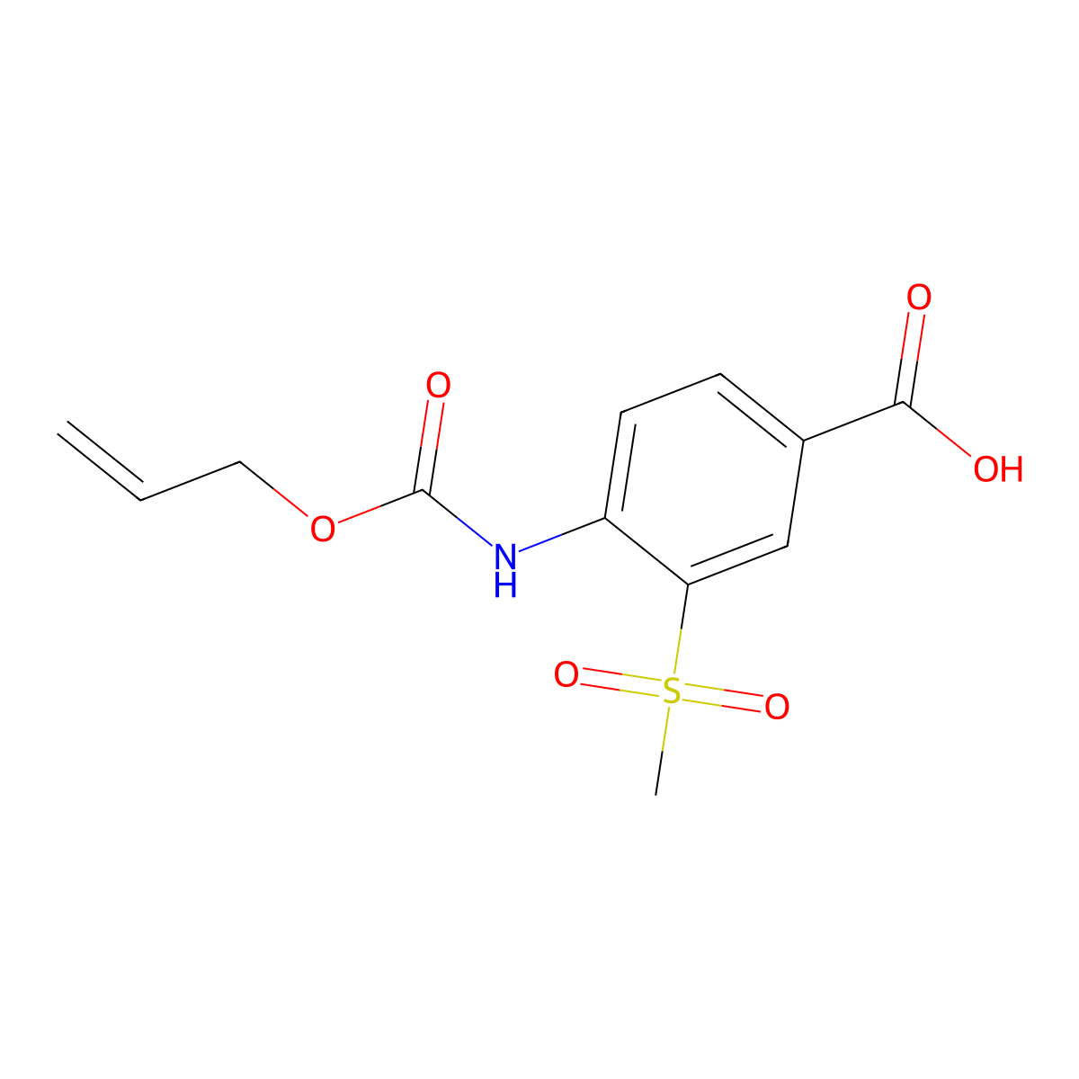 3-Methanesulfonyl-4-{[(prop-2-en-1-yloxy)carbonyl]amino}benzoic acid molecular structure, CAS 2680899-82-3