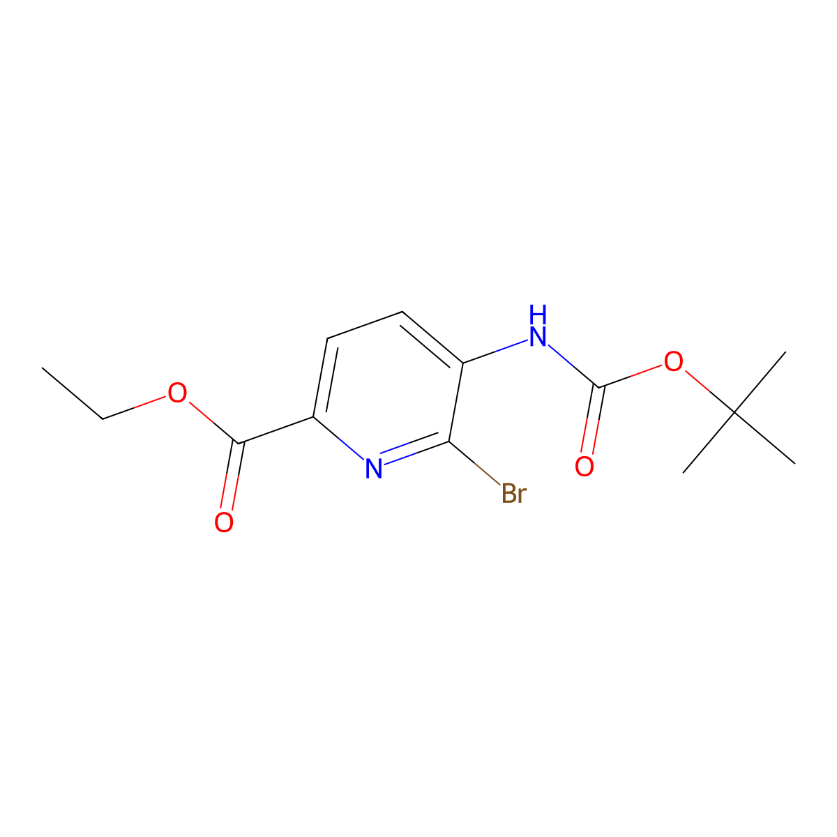 Ethyl 6-bromo-5-{[(tert-butoxy)carbonyl]amino}pyridine-2-carboxylate molecular structure, CAS 2680899-86-7
