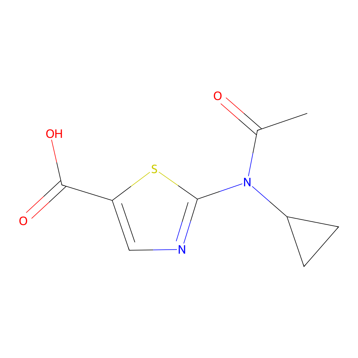 2-(N-cyclopropylacetamido)-1,3-thiazole-5-carboxylic acid molecular structure, CAS 2680899-87-8