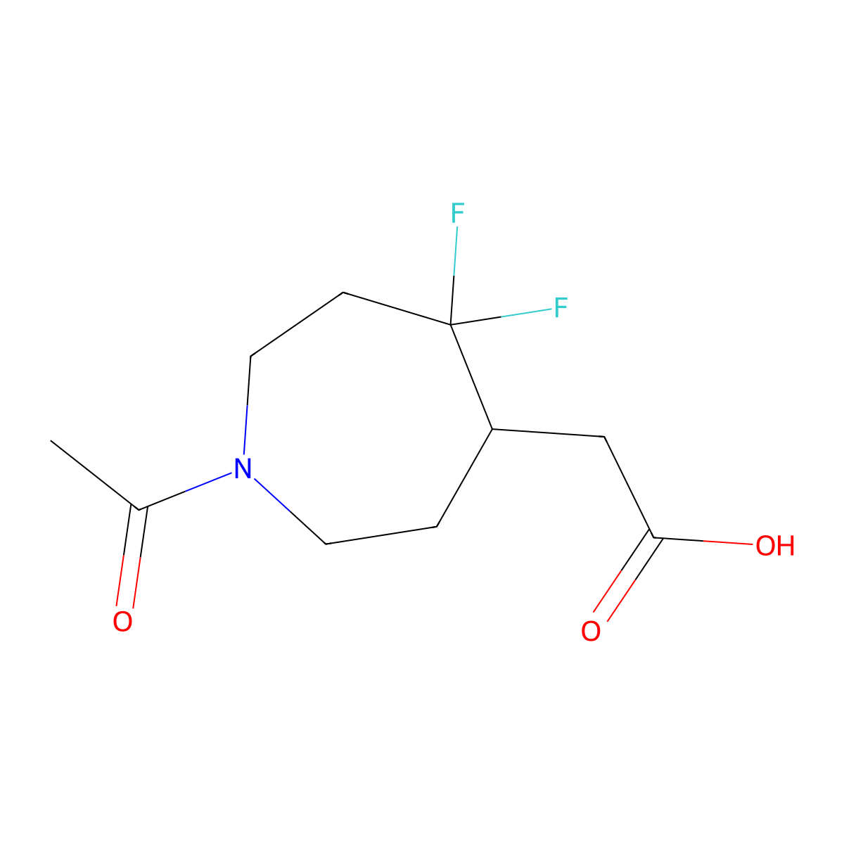 2-(1-Acetyl-5,5-difluoroazepan-4-yl)acetic acid molecular structure, CAS 2680899-88-9