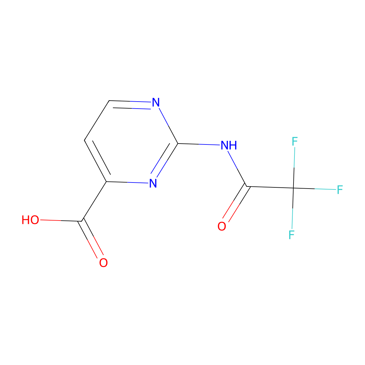 2-(2,2,2-Trifluoroacetamido)pyrimidine-4-carboxylic acid molecular structure, CAS 2680899-89-0