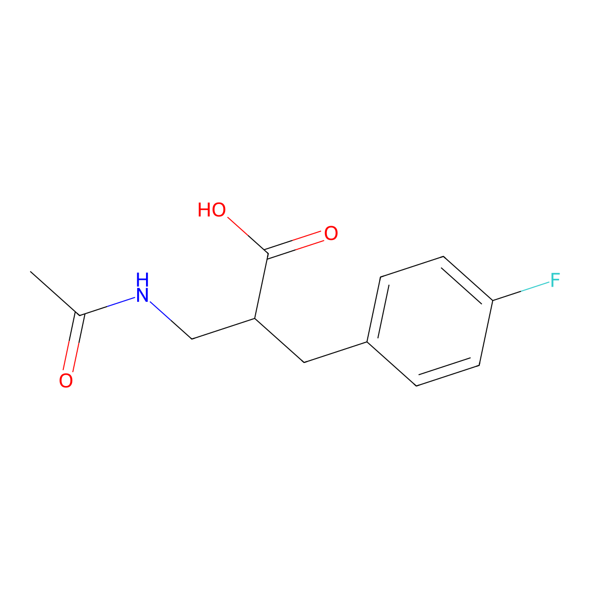 3-Acetamido-2-[(4-fluorophenyl)methyl]propanoic acid molecular structure, CAS 2680899-90-3