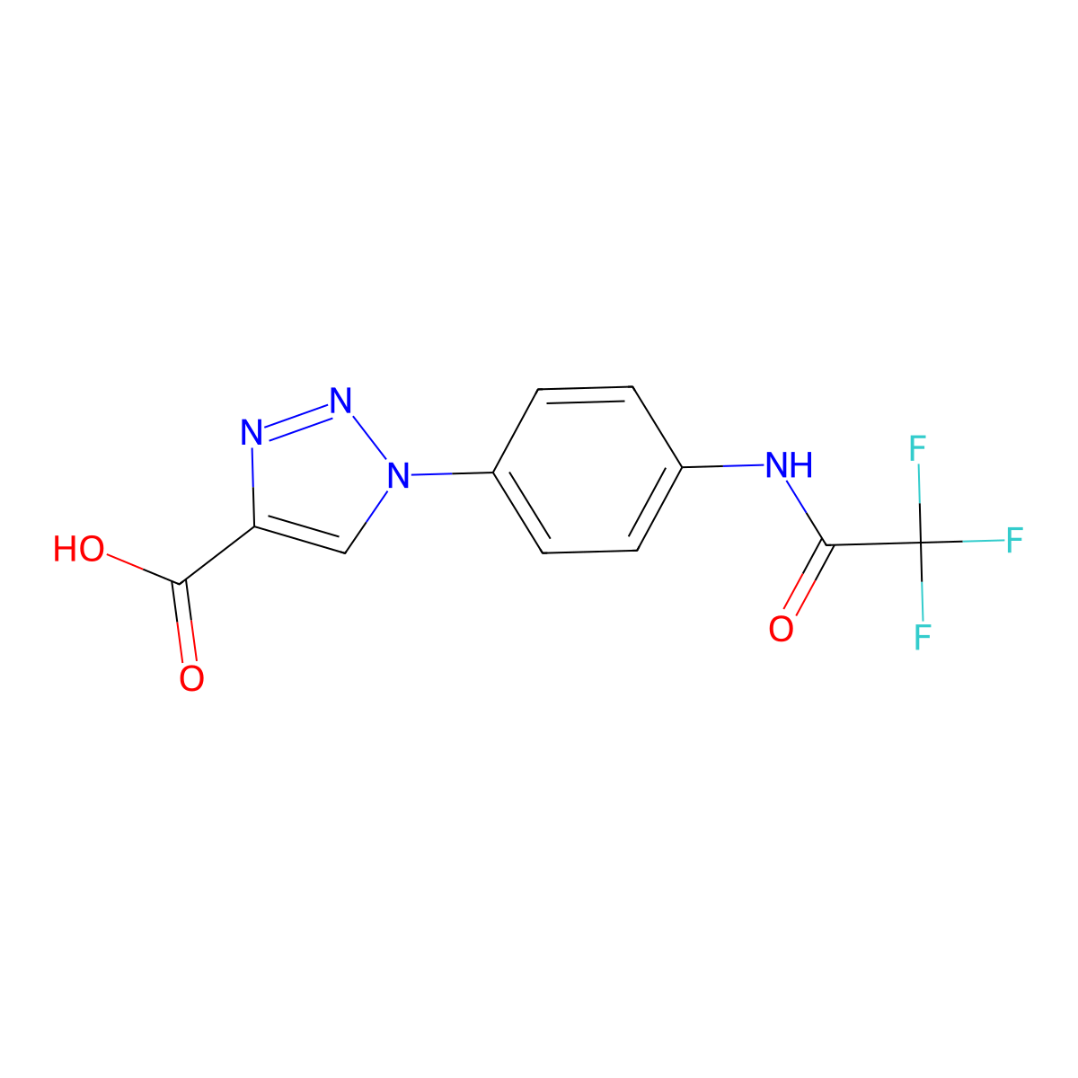 1-[4-(2,2,2-trifluoroacetamido)phenyl]-1H-1,2,3-triazole-4-carboxylic acid molecular structure, CAS 2680899-93-6