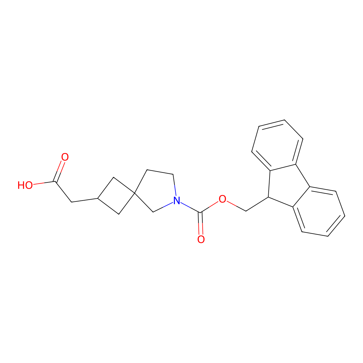 2-(6-{[(9H-fluoren-9-yl)methoxy]carbonyl}-6-azaspiro[3.4]octan-2-yl)acetic acid molecular structure, CAS 2680899-97-0