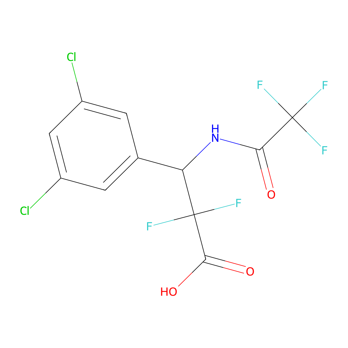 3-(3,5-Dichlorophenyl)-2,2-difluoro-3-(2,2,2-trifluoroacetamido)propanoic acid molecular structure, CAS 2680900-07-4