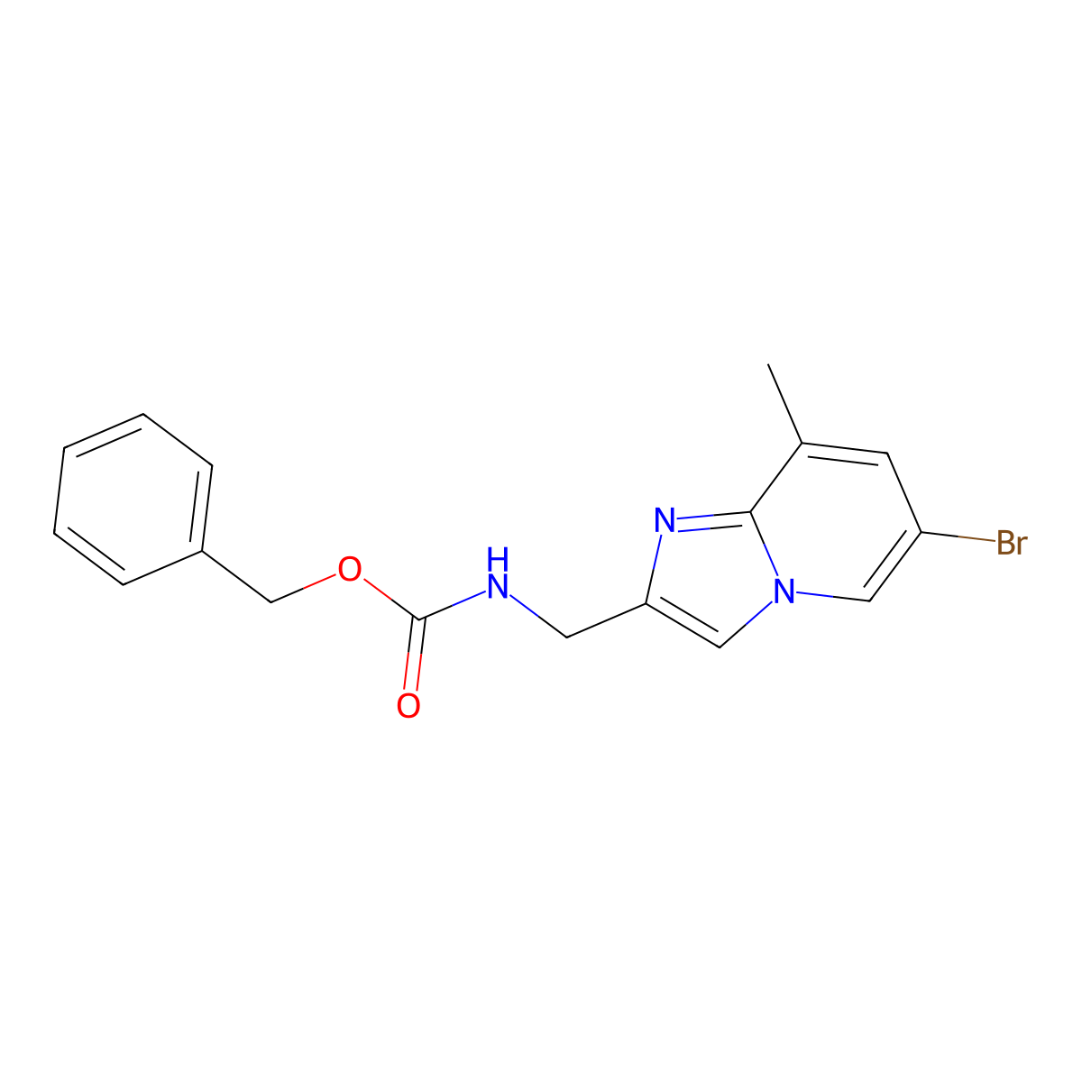 benzyl N-({6-bromo-8-methylimidazo[1,2-a]pyridin-2-yl}methyl)carbamate molecular structure, CAS 2680900-09-6