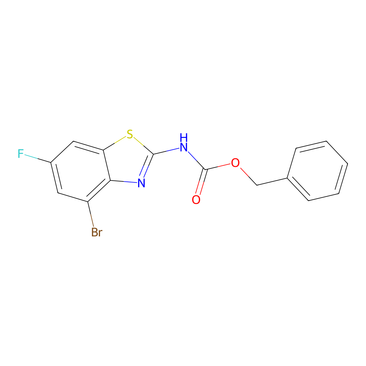benzyl N-(4-bromo-6-fluoro-1,3-benzothiazol-2-yl)carbamate molecular structure, CAS 2680900-14-3