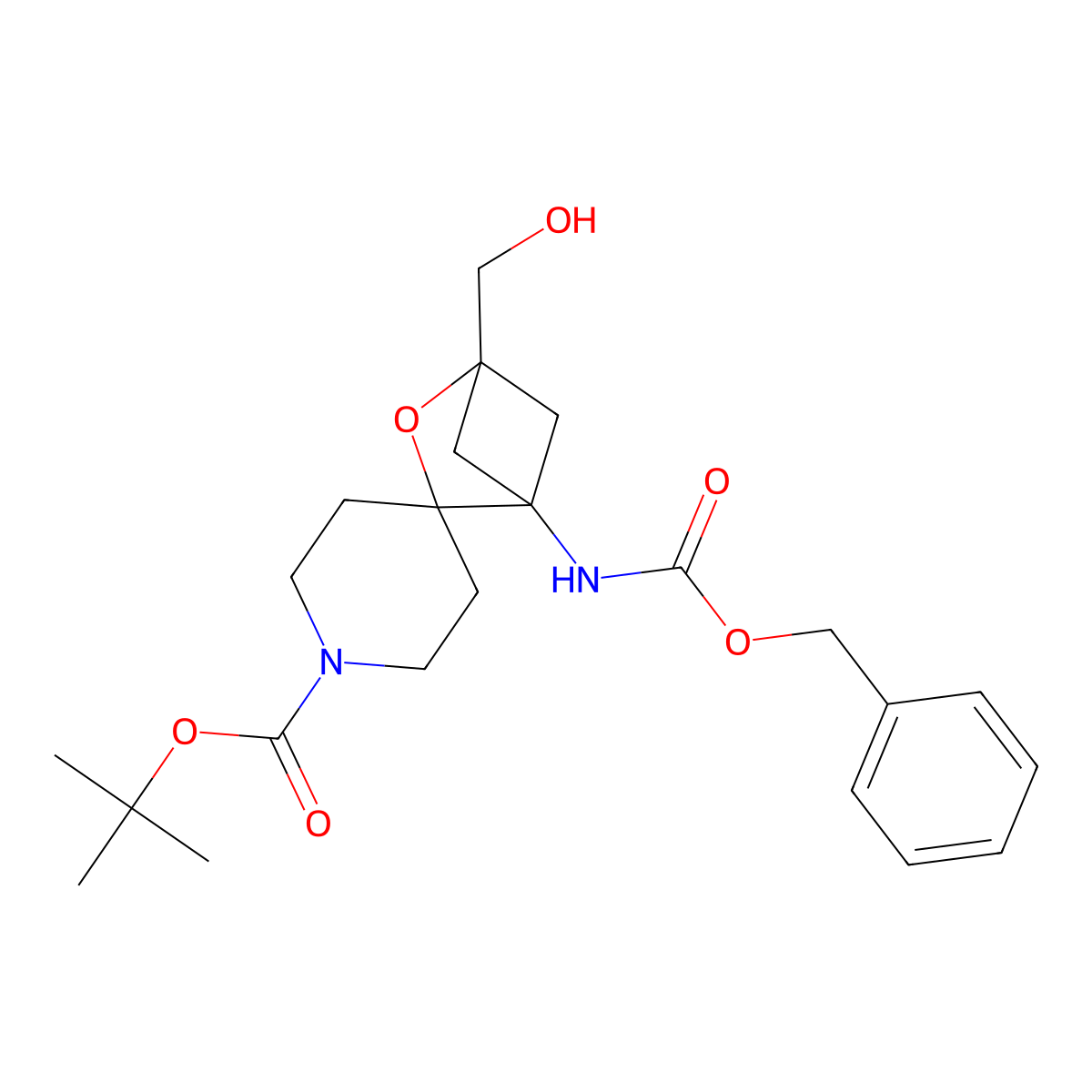 Tert-butyl 1-{[(benzyloxy)carbonyl]amino}-4-(hydroxymethyl)-3-oxaspiro[bicyclo[2.1.1]hexane-2,4'-piperidine]-1'-carboxylate molecular structure, CAS 2680900-18-7