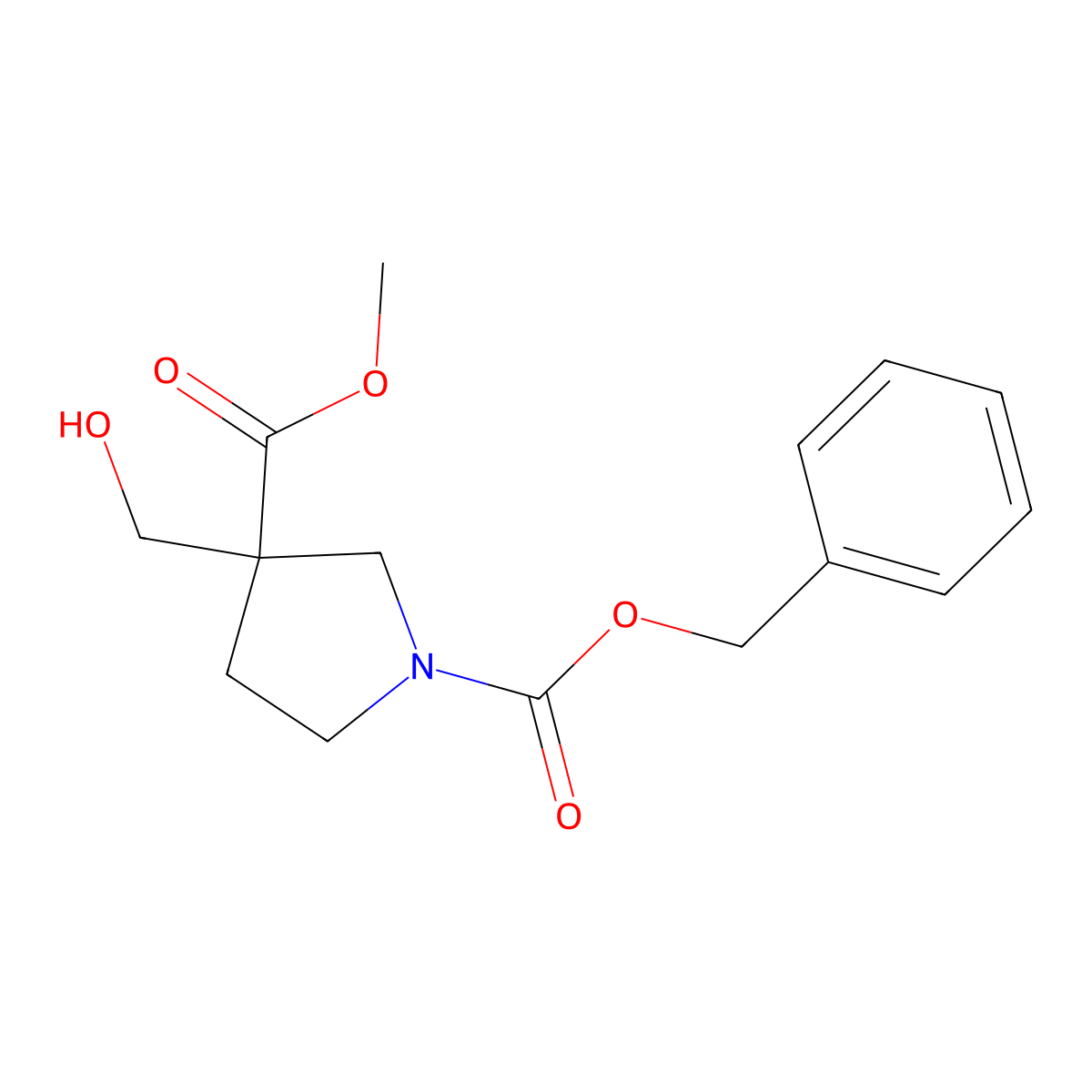 1-Benzyl 3-methyl 3-(hydroxymethyl)pyrrolidine-1,3-dicarboxylate molecular structure, CAS 2680900-35-8
