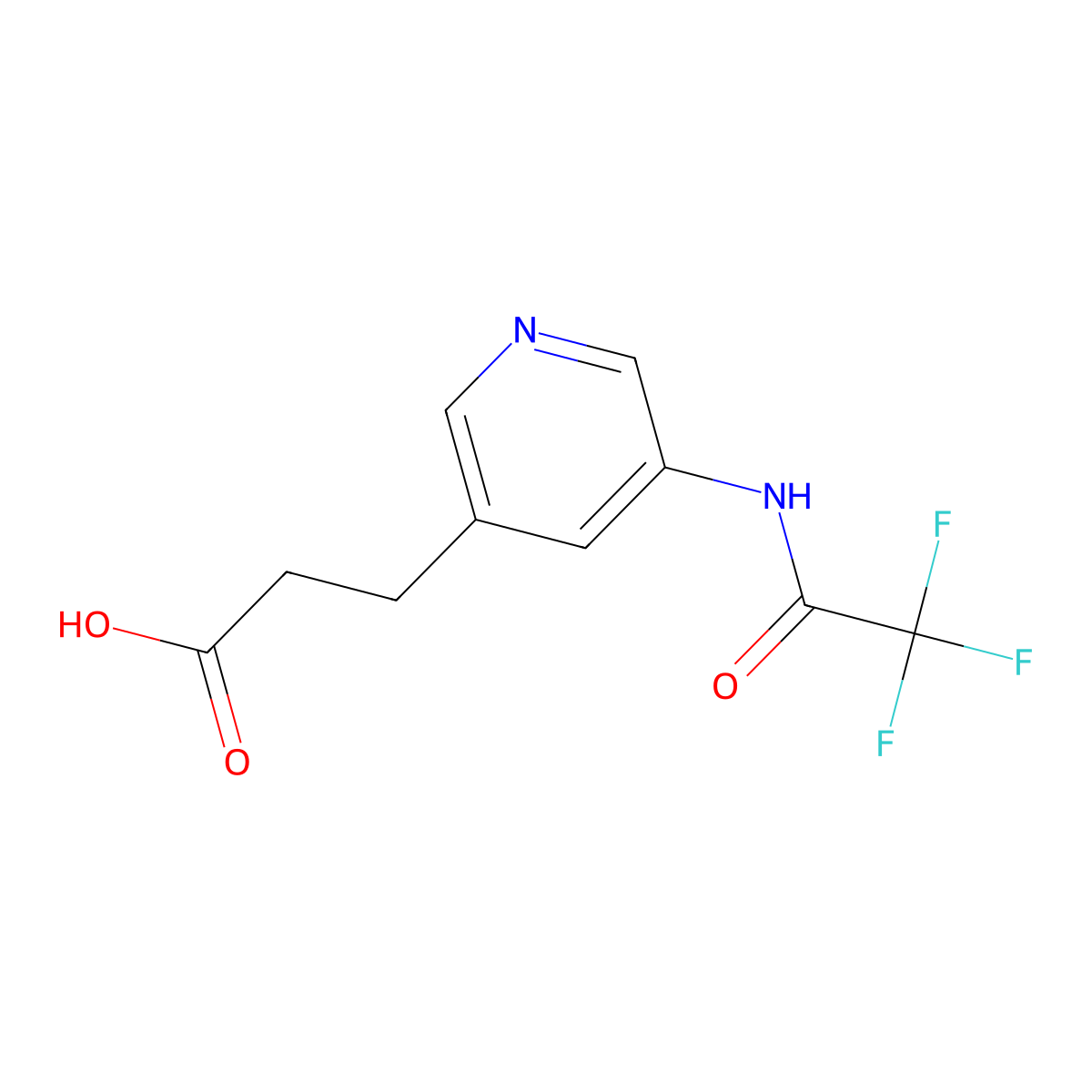 3-[5-(2,2,2-Trifluoroacetamido)pyridin-3-yl]propanoic acid molecular structure, CAS 2680900-39-2