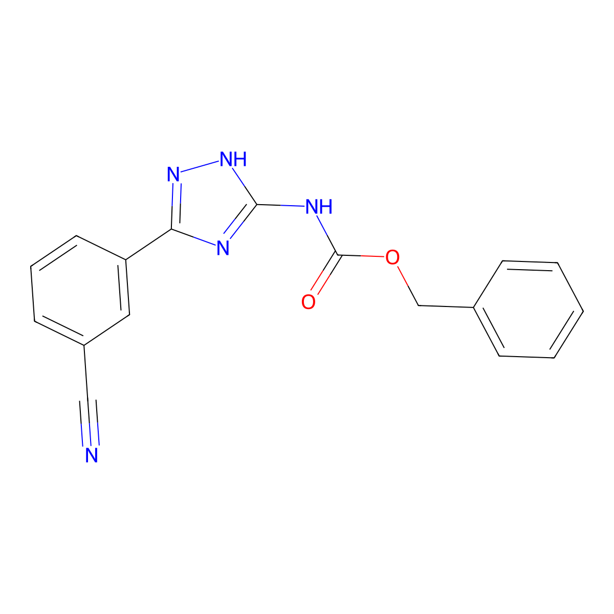 benzyl N-[3-(3-cyanophenyl)-1H-1,2,4-triazol-5-yl]carbamate molecular structure, CAS 2680900-50-7