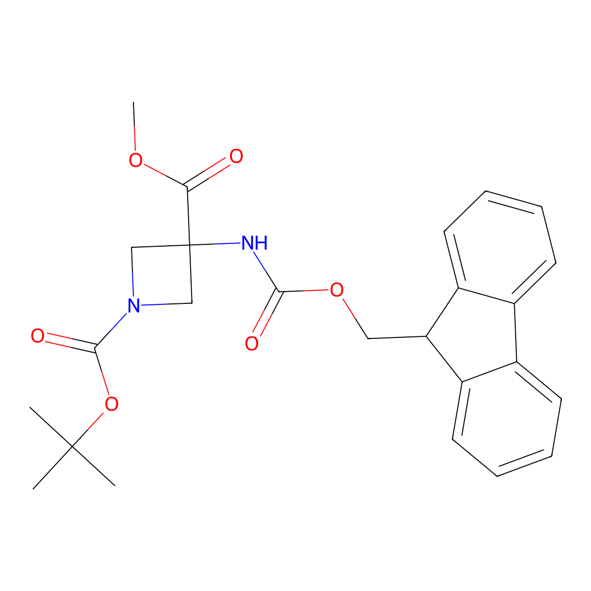 1-tert-butyl 3-methyl 3-({[(9H-fluoren-9-yl)methoxy]carbonyl}amino)azetidine-1,3-dicarboxylate molecular structure, CAS 2680900-57-4