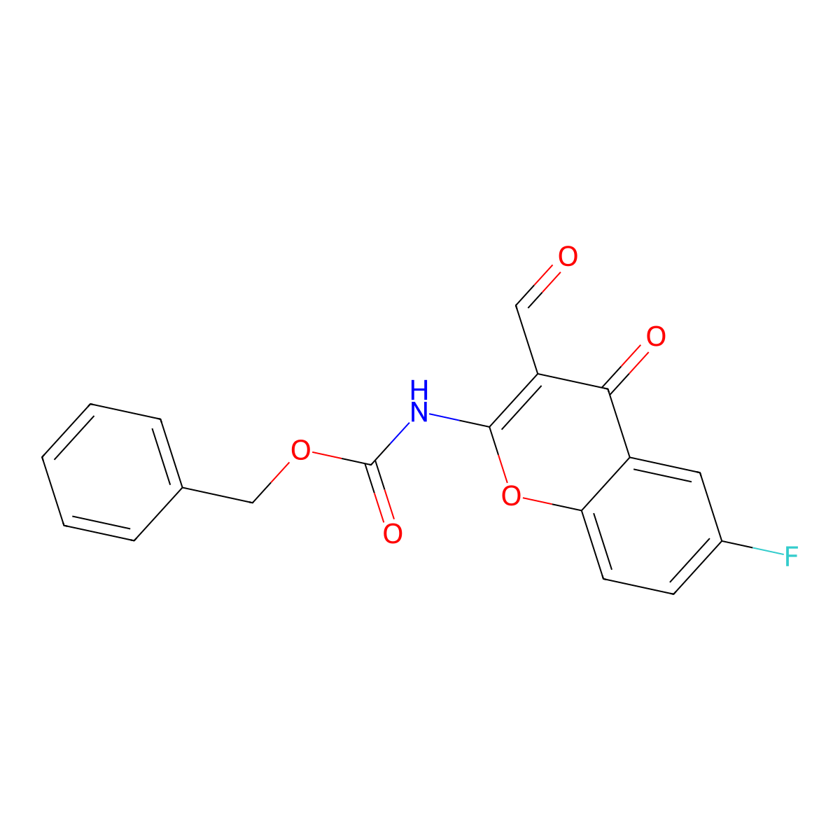 benzyl N-(6-fluoro-3-formyl-4-oxo-4H-chromen-2-yl)carbamate molecular structure, CAS 2680900-62-1