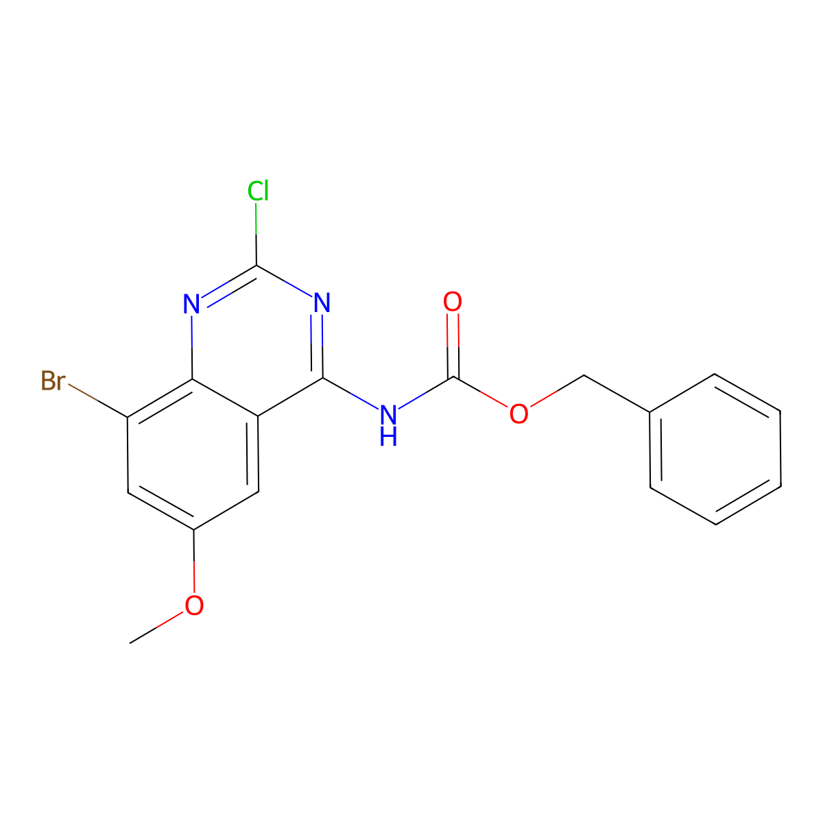 benzyl N-(8-bromo-2-chloro-6-methoxyquinazolin-4-yl)carbamate molecular structure, CAS 2680900-66-5