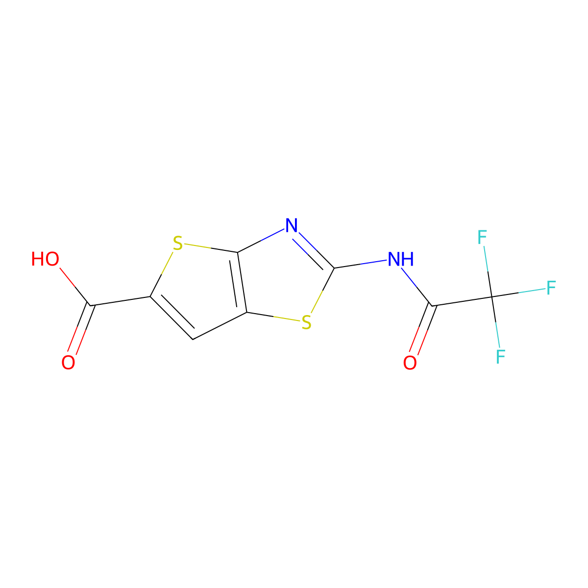 2-(2,2,2-Trifluoroacetamido)thieno[2,3-d][1,3]thiazole-5-carboxylic acid molecular structure, CAS 2680900-68-7