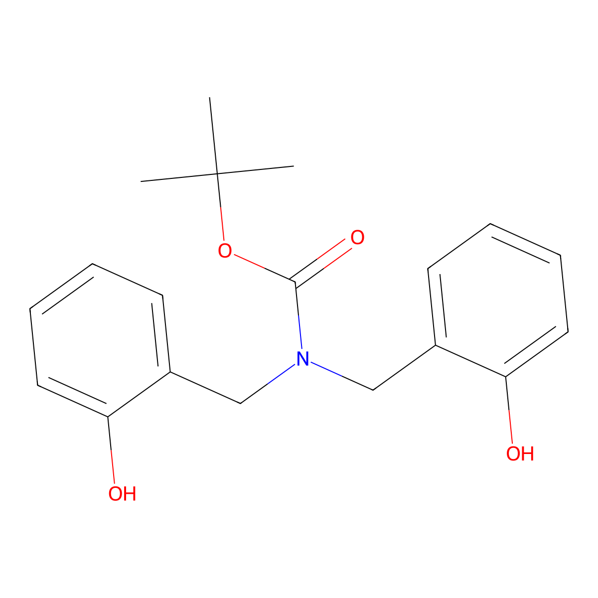 tert-butyl N,N-bis[(2-hydroxyphenyl)methyl]carbamate molecular structure, CAS 2680900-71-2