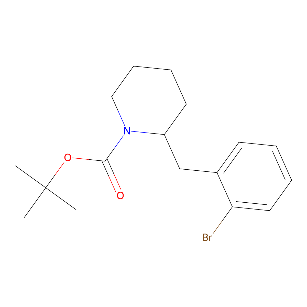 Tert-butyl 2-[(2-bromophenyl)methyl]piperidine-1-carboxylate molecular structure, CAS 2680900-74-5